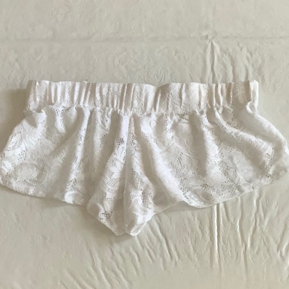 Lisa Blue Lace Shorty Short Swimsuit coverup - White (#52) - Picture 2 of 5